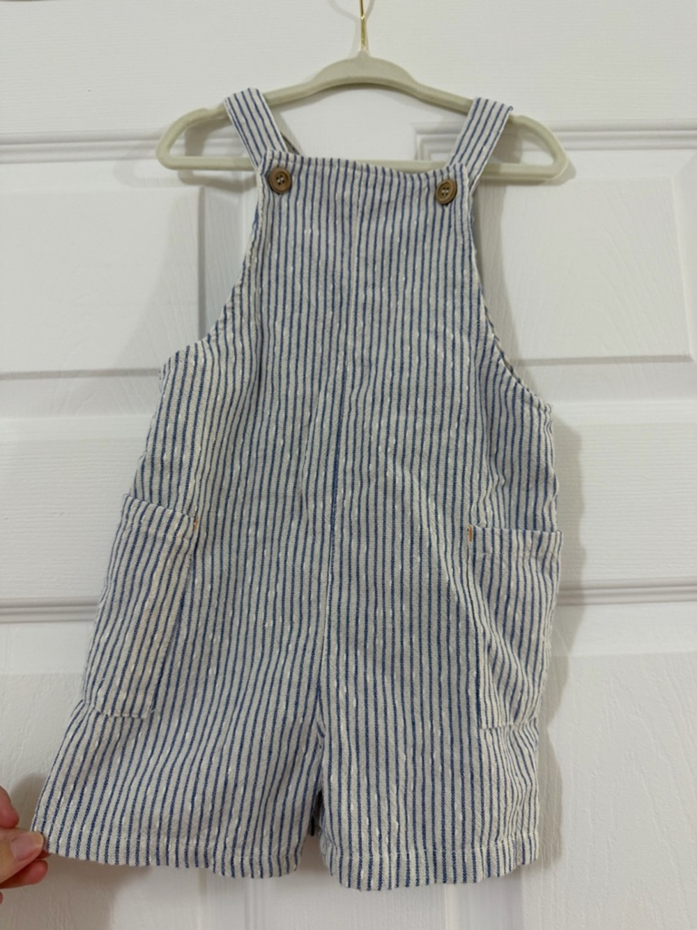 Zara Blue and White Striped Kids Overalls